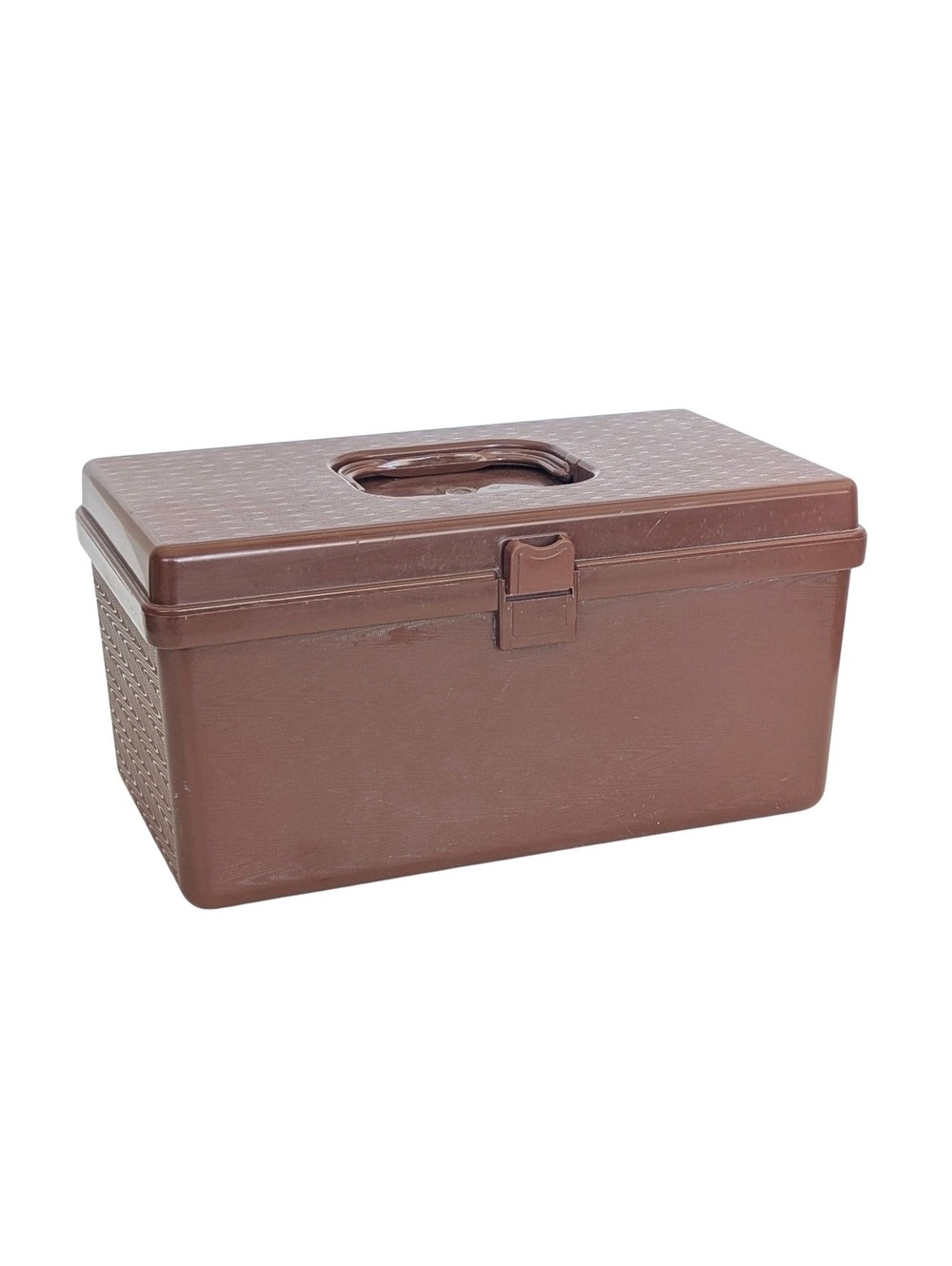 Vintage Brown Wil-Hold Plastic Sewing Box with Tray Insert